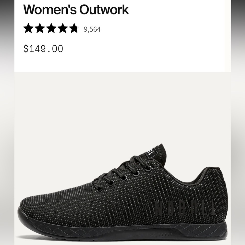 NoBull women’s outwork triple black trainers size 8